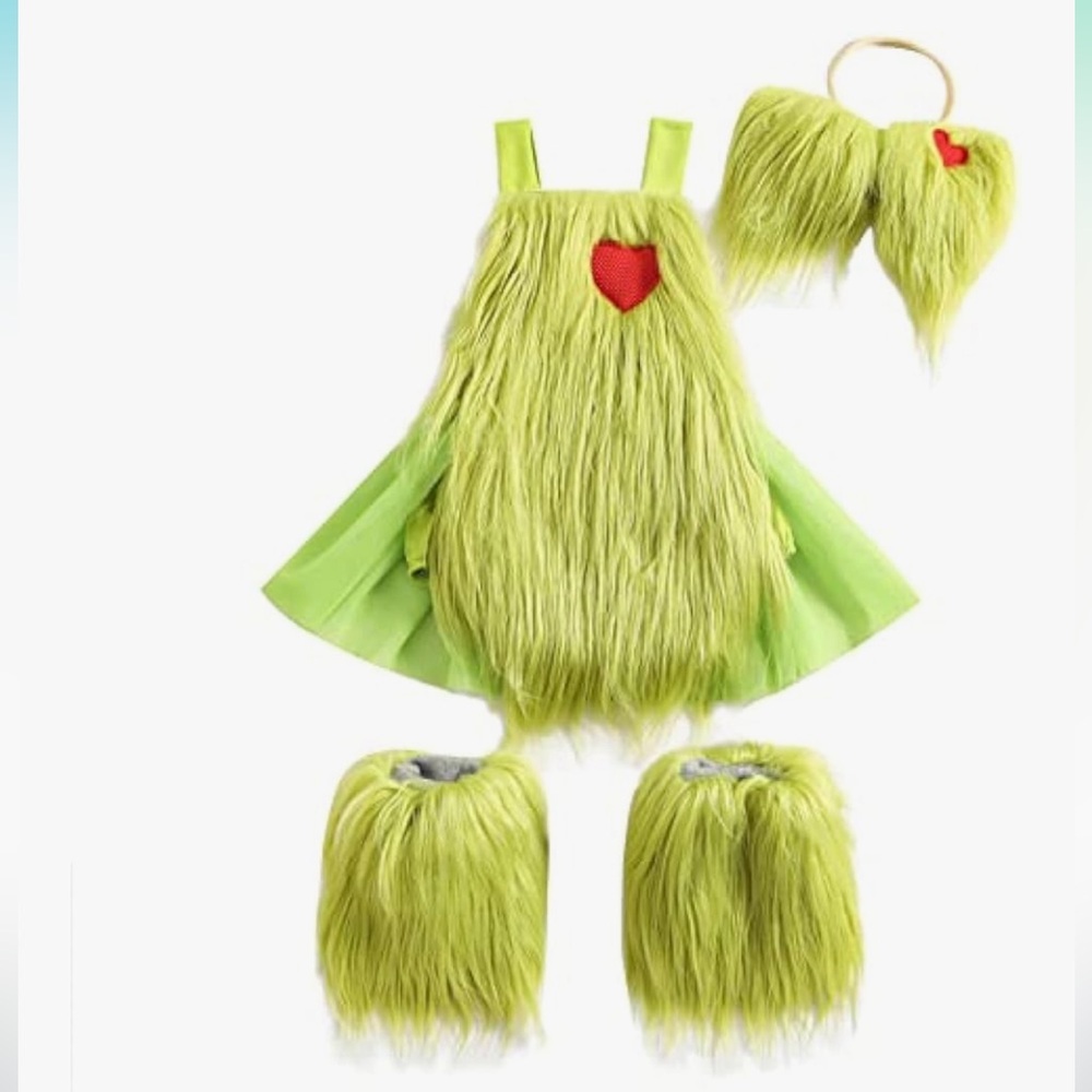 Green Furry Monster Kids Costume